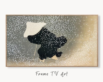 Samsung Frame TV Art 4K Snow from Momoyogusa Japanese Wall Art. Instant Download Antique Japanese Art for the Frame TV. Vintage Wall Art