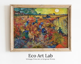 Vincent van Gogh Red Vineyard Landscape Printable Famous Art Prints. Instant Download van Gogh Print Vintage Spring Painting. Fine Art Print