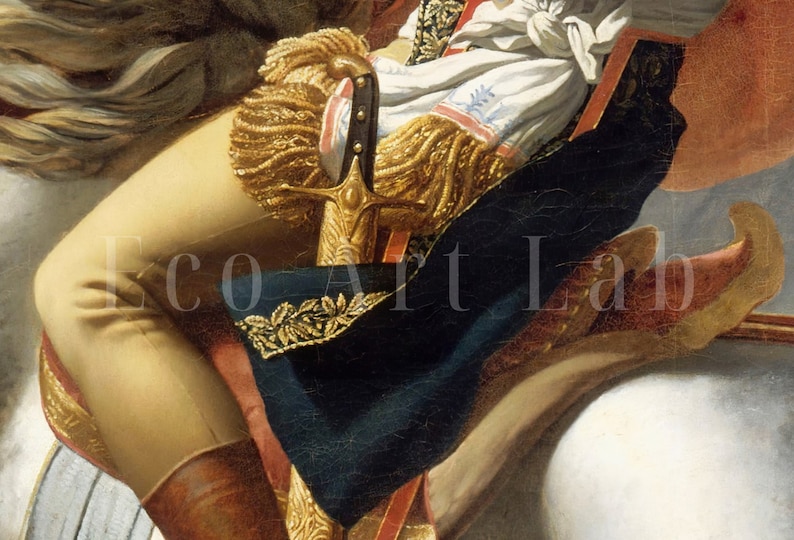 Napoleon Bonaparte korsar Alperna. Röda Kapversionen. Berömd historisk affisch. Utskrivbar väggkonst. Reproduktion av fransk historia. bild 5