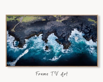 Samsung Frame TV Art 4K, Top View Ocean Coastal Wall Decor. Samsung Art TV Digital Download for Samsung Frame, Beach Landscape Frame TV Art