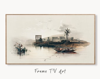 Samsung Frame TV Art 4K Island on the Nile Ancient Egyptian Wall Art. Instant Download Antique Minimalist Vintage Egyptian Art for Frame TV