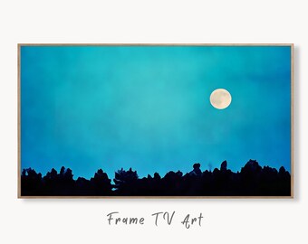 Samsung Frame TV Art 4K Forest & Full Moon Landscape Nature Wall Art. Instant Download Forest Digital Art. Trees Nature Art for Frame TV