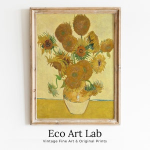 Sunflowers Painting Famous van Gogh Art Print. Instant Download Printable van Gogh Fine Art Sunflowers Vintage Still Life Painting