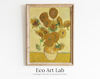 Sunflowers Painting Famous van Gogh Art Print. Instant Download Printable van Gogh Fine Art Sunflowers Vintage Still Life Painting