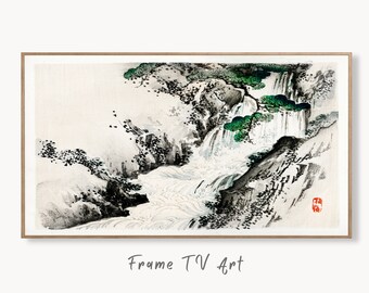 Samsung Frame TV Art 4K Waterfall Vintage Japanese Wall Art. Instant Download Antique Japanese Art for the Frame TV. Vintage Wall Art