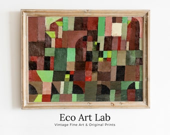 Paul Klee Print Vintage Abstract Art Poster. Red and Green Architecture Abstract Famous Vintage Printable Art Retro Paul Klee Wall Art Print
