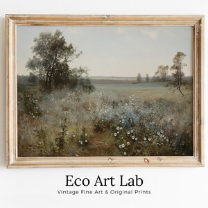 Printable Wildflower Field | Landscape Oil Painting | Country Field Wall Art | Vintage Landscape Art Print |  Digital Download