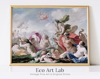 Ancient Greek Mythology Painting | Vintage Famous Painting | Antique PRINTABLE Art | Digital Download | Marine Gods