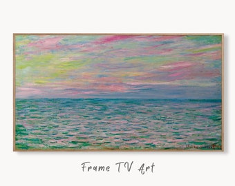 Samsung Frame TV Art 4K Monet Sunset at Sea Famous Painting. Instant Download. Vintage Coastal Art for Samsung Frame TV. Claude Monet TV Art