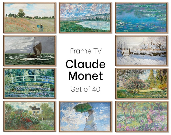 Featured listing image: Set of 40 Samsung Frame TV Art 4K. Ultimate Claude Monet Famous Paintings Collection. Claude Monet Art Set Instant Download Frame TV Art