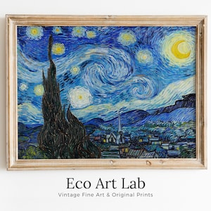 Starry Night by Vincent van Gogh Printable Famous Art Prints. Instant Download van Gogh Print Vintage Painting Wall Decor. Fine Art Print