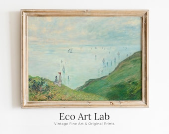 Claude Monet Cliffs at Pourville Painting Famous Monet Art. Instant Download Vintage Decor. Monet Landscape Printable Wall Art Vintage Decor