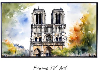View Of Notre Dame Art I Cathedral Wall Decor I Frame TV 4K Digital Art For Samsung Frame TV