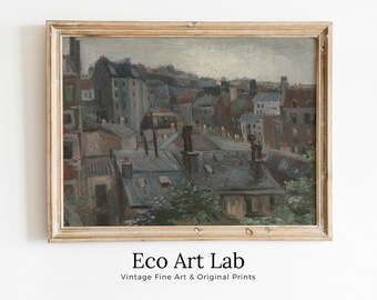 Vincent van Gogh View from Vincent's Studio. Famous Printable Oil Painting. Instant Download. van Gogh Paris Cityscape Vintage Fine Art