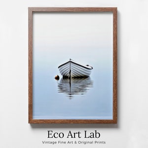 Boat At Sea Print. Nautical Wall Decor. Printable Vertical Wall Art Print. Digital Print, Minimalist Downloadable Boat Wall Art, Boat Print