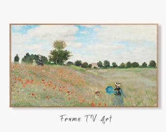 Samsung Frame TV Art 4K The Poppy Field Famous Claude Monet Painting. Instant Download Landscape Wall Art for the Frame TV. Vintage Wall Art