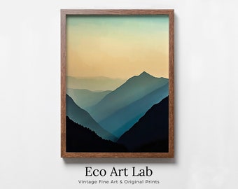 Evening in the Mountains Abstract Print. Instant Download Printable Wall Art. Sage Green Minimalist Poster. Abstract Wall Art Digital Print.