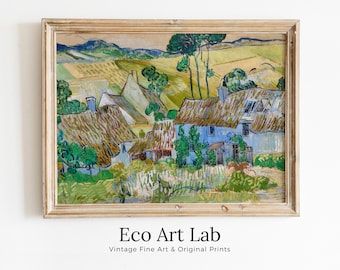 Vincent van Gogh Farms near Auvers Painting Printable Famous Art. Instant Download Farmhouse van Gogh Vintage Fine Art Digital Download