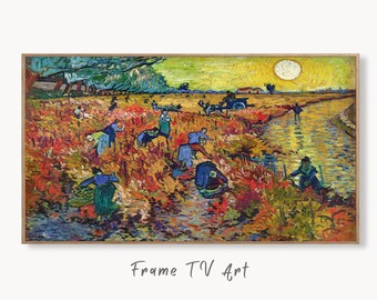 Samsung Frame TV Art 4K The Red Vineyard Famous Painting by Vincent van Gogh. Instant Download van Gogh Art for the Frame TV. Vintage Decor