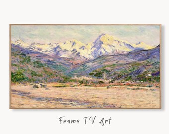 Samsung Frame TV Art 4K Mountain Landscape Famous Claude Monet Painting. Instant Download Landscape Wall Art for Frame TV. Vintage Wall Art