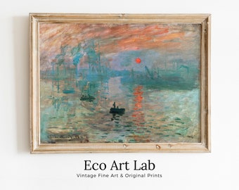 Claude Monet Impression, Sunrise Painting Famous Monet Art. Instant Download Vintage Decor. Monet Landscape Printable Wall Art Vintage Decor