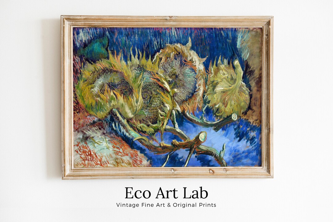 Tableau 100x50cm Tournesols Fanés - Reproduction Van Gogh Vintage - Obraz