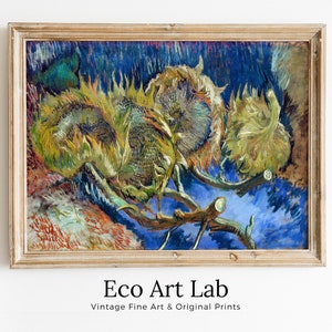 Famous Four Withered Sunflowers Painting van Gogh Art Print. Instant Download Printable van Gogh Fine Art Sunflowers Vintage Oil Painting