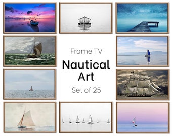 Set of 25 Samsung Frame TV Art 4K. Nautical Boat Art for the Frame TV. Nautical & Sailing Art Collection Set. Instant Download Frame Tv Art