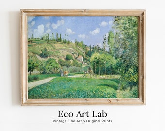Impressionist French Countryside Vintage Wall Decor. Antique Landscape Painting. Country Fine Art Print. PRINTABLE Instant Download Art