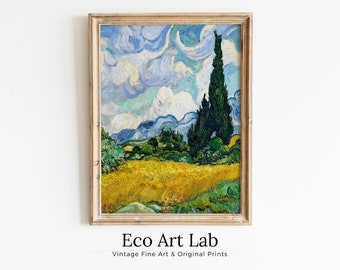 Vincent van Gogh Wheat Field Printable Famous Art Print. Instant Download van Gogh Vertical Vintage Painting Wall Decor. Fine Art Print