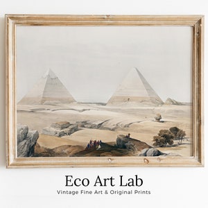 Ancient Egyptian Wall Art. Pyramids of Giza Vintage Landscape. Egyptian Art Print. Printable Art Vintage Egyptian Landscape Digital Download