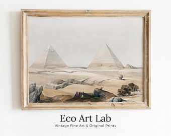 Ancient Egyptian Wall Art. Pyramids of Giza Vintage Landscape. Egyptian Art Print. Printable Art Vintage Egyptian Landscape Digital Download