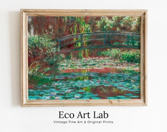 Claude Monet The Water Lily Pond Famous Painting. Instant Download Vintage Decor. Monet Botanical Print Printable Wall Art. Vintage Decor