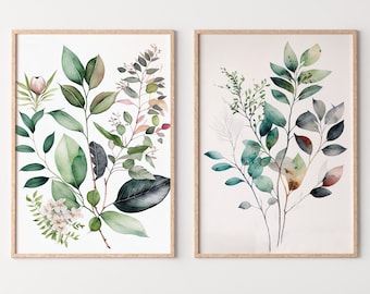 Botanical Prints Set of 2. Watercolor Gallery Wall Art. Floral Printable Art. Wild Flowers Bouquet Art. Minimal Boho Floral Prints. #5