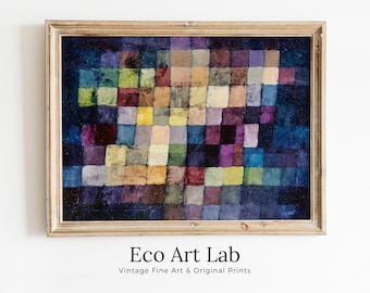 Vintage Paul Klee "Old Sound" Colorful Abstract Painting. Printable Wall Art. Instant Download Dark Abstract Art. Mosaic Abstract Wall Art