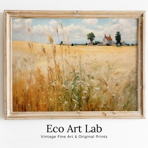 Printable Wheat Field | Landscape Oil Painting | Vintage Country Landscape Art | Vintage Landscape Print | Digital Wall Art