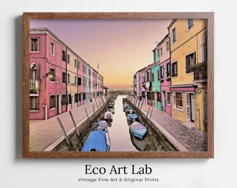 Italy Venice Wall Art: Sunset in Burano Printable Wall Art. Instant Download Italy Poster Sunset Wall Art. Colorful Pastel Home Decor