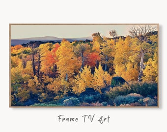 Samsung Frame TV Art 4K Mountain Forest in Autumn Landscape Digital Painting. Instant Download Fall Art for the Samsung Frame TV. Art for TV