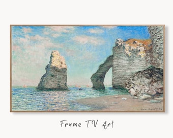 Samsung Frame TV Art 4K Monet Sea & Cliffs Famous Painting. Instant Download. Vintage Art for the Samsung Frame TV. Claude Monet Art for TV