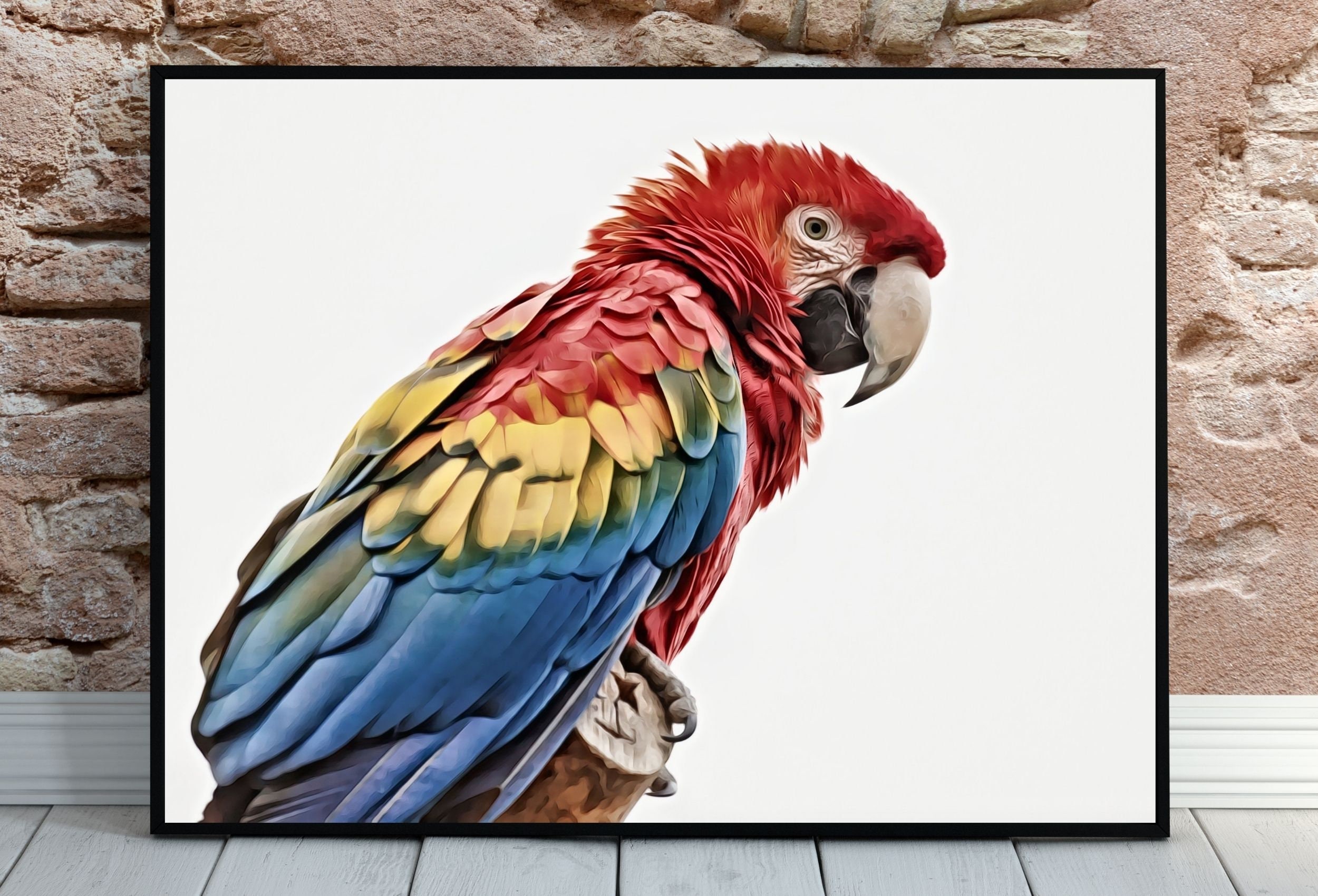 Abstract Multi Color Parrot Sparrow Bird Painting on Canvas Acrylic Print  by Donodio - Pixels
