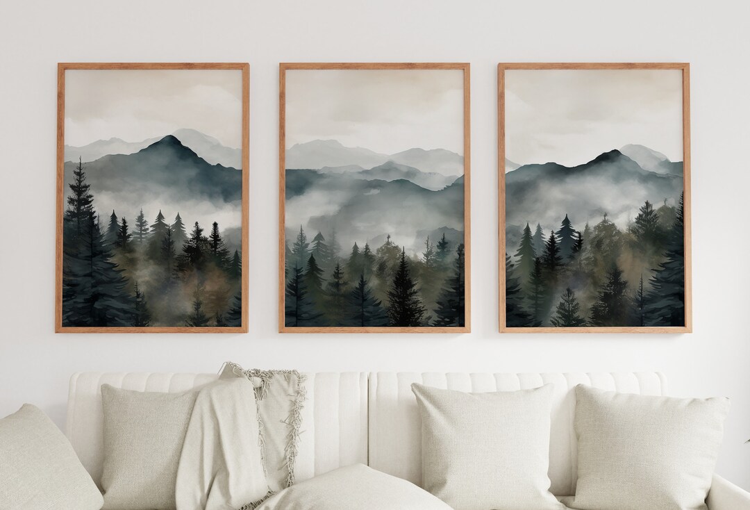 3 Piece Wall Art. Mountain Wall Art. Gallery Wall Set. Watercolor — free download