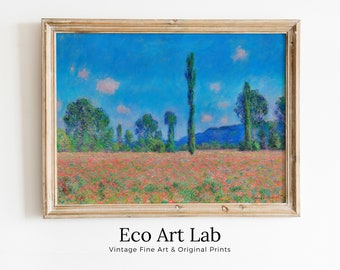 Claude Monet Famous Poppy Field Painting Monet Fine Art. Instant Download Vintage Decor. Vintage Landscape Printable Wall Art. Spring Decor