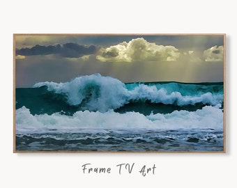 Sea Waves Samsung Frame TV Art. Ocean Wave Wall Art, Digital Download for Samsung Frame. Downloadable Samsung Art TV