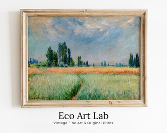 Claude Monet Wheatfield Painting Famous Monet Art. Instant Download Vintage Decor. Monet Landscape Printable Wall Art. Vintage Decor
