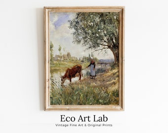 Countryside Landscape Printable Famous Painting Art Print. Instant Download Vintage Fine Art Print. Country Farmhouse Decor Digital Download
