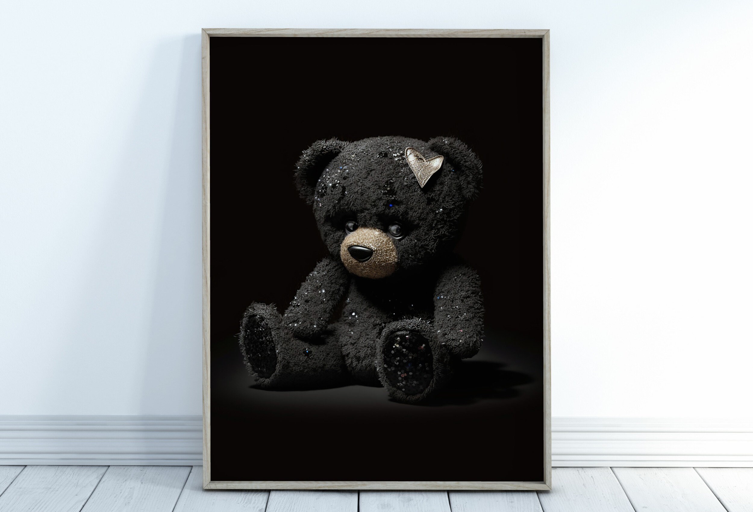 Dark Teddy Bear Art Print. Stuffed Animal Digital Painting. PRINTABLE Cute Teddy Bear Print. Dark Aesthetic. Instant Download Etsy