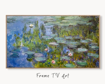 Samsung Frame TV Art 4K Famous Water Lilies Painting by Claude Monet. Instant Download Botanical Wall Art for the Frame TV. Vintage Wall Art
