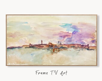Siena Italy 4K Samsung TV Frame Art. Instant Digital Download Landscape Samsung Frame Tv Art Vintage Digital Painting.