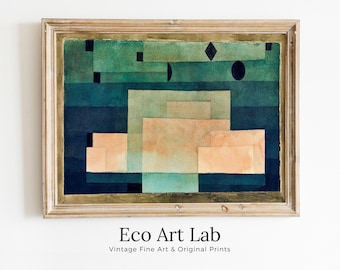 Sage Green Wall Art Vintage Famous Art Print Abstract Decor. Instant Download Paul Klee Sage Green Decor. Minimalist Printable Wall Art