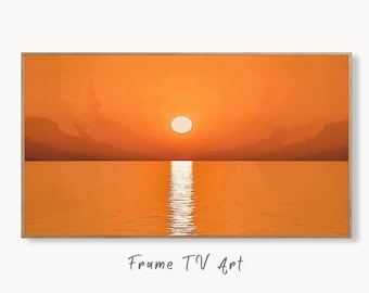 Samsung Frame TV Art 4K Beach Sunset Landscape Wall Art. Instant Download Landscape Wall Art for the Frame TV. Boho Abstract Sunset Painting